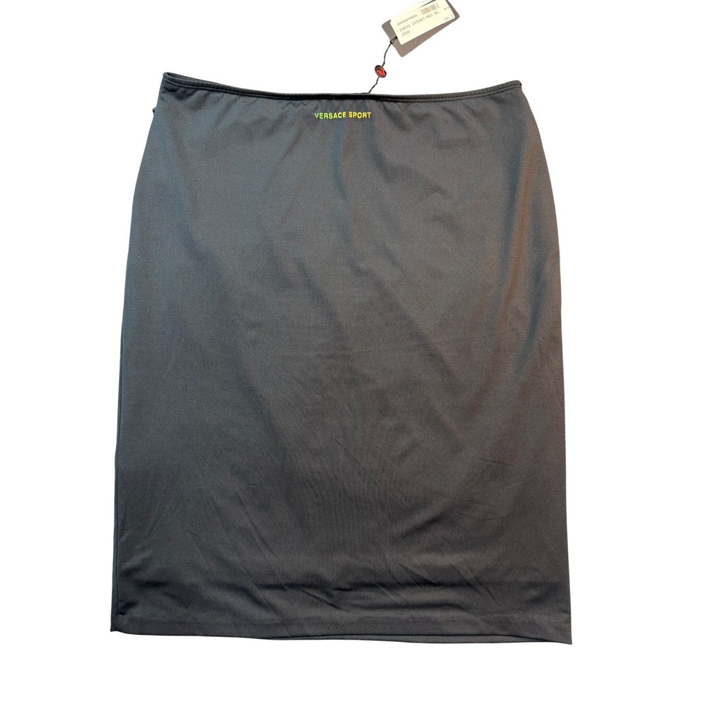 VTG Versace Sport Black Rainbow Abstract Graphic Pencil Skirt Italy Size XL NWOT - Picture 8 of 10